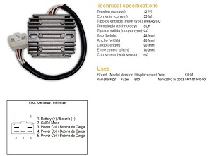 DZE REGULATOR NAPONA YAMAHA FZS 600 FAZER '02-'03 (5RT-81960-00) 35A