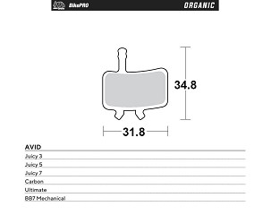 MOTO-MASTER RASPRODAJA BIKE PRO PLOČICE KOČIONE BICIKLISTIČKE ORGANSKE ZA AVID JUICY 3, JUICY 5, JUICY 7, CARBON, ULTIMATE, BB7 MECAHNICAL