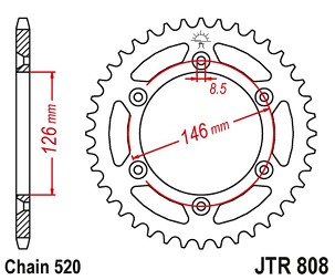 JT LANČANIK ZADNJA 808 52 ALUMINIJUMSKA RACELITE SUZUKI RM/RMZ DR/DRZ (80852JTA) (LANAC520) BOJA CRNA