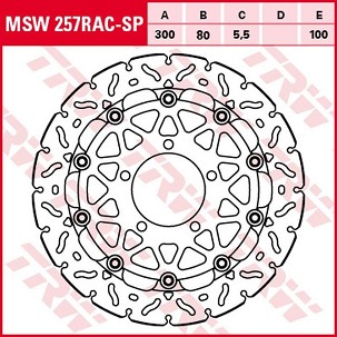 TRW ZF DISK KOČIONI PREDNJI KAWASAKI ZX-6R 600 '07-'16, ZX-6RR 600, ZX-6R 636 '05-'06, ER-6F/N '06-'16, KLE 650 VERSYS '07-, SA 750 '07-'14, SA 1000 '07-'17, SA 1000SX '11-, ZX-10R '04-'07, (300X80X5,5MM) WAVE