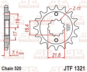 JT prednji lančanik 2067 14 HONDA CRF 250 '13-'21, CRF 300 '21-'25, CBF 250 R '11-'19, CB 300 F / R '15-'25, CBR 300 R '14-'22, CMX 300 REBEL '17-'25, CF MOTO NK 250 '17-'25, SR 250 '21-'25, NK 300 '19-'25 (206714JT) (ŁAŃC. 520)