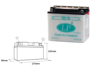 LANDPORT AKUMULATOR YB16B 12V 19AH 175X100X155 SA ODRŽAVANJEM - BEZ ELEKTROLITU - POVUČENO IZ PONUDE