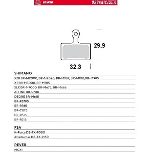 MOTO-MASTER RASPRODAJA BIKE PRO PLOČICE KOČIONE BICIKLISTIČKE ORGANSKE PRO ZA SHIMANO XTR BR-M9000, BR-M9020, BR-M987, BR-M988, BR-M985, XT BR-M8000, BR-M785, SLX BR-M7000, BR-M675, BR-M666, DEORE BR-M615