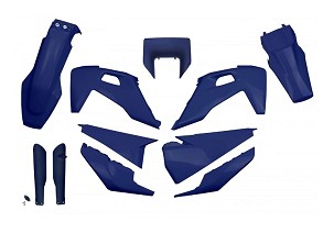 UFO KOMPLET PLASTIKE (FULL KIT) SA ŠTITNICIMA TELESKOPA (AMORTIZERA) HUSQVARNA TX / TE 125 / 150 / 250 / 300 '20-'22, FE 250 / 350 / 450 / 501 '20-'23 BOJA PLAVA