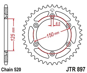 JT LANČANIK ZADNJA 899 50 ALUMINIJUMSKA RACELITE KTM SX/EXC/LC4 (91-25) (89950JTA) (LANAC 520) BOJA PLAVA
