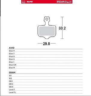 MOTO-MASTER RASPRODAJA BIKE PRO PLOČICE KOČIONE BICIKLISTIČKE ORGANSKE PRO ZA AVID ELIXIR 9 / 7 / 5 / 3 / 1 / CR / R, SRAM XX, XO,DB1,DB 3, DB 5, LEVELT, LEVEL TL