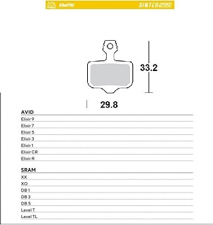 MOTO-MASTER RASPRODAJA BIKE PRO PLOČICE KOČIONE BICIKLISTIČKE SINTER SPORT METALICZNE ZA AVID ELIXIR 9 / 7 / 5 / 3 / 1 / CR / R, SRAM XX, XO,DB1,DB 3, DB 5, LEVELT, LEVEL TL