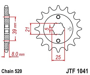 JT LANČANIK PREDNJA 2238 14 KYMCO 150 MXER / MXU '02-'15 (223814JT) (LANAC 520)