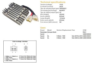 DZE REGULATOR NAPONA SUZUKI DL 1000 V-STROM '02-'12 (35A) (32800-06G01; 32800-06G00) (ESR539)