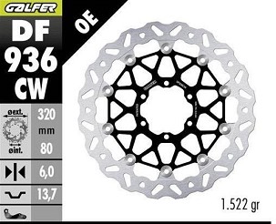 GALFER DISK KOČIONI PREDNJI BMW M 1000R '23-; M 1000RR '21-; M 1000XR '24-; S 1000R '21- ; S 1000RR '19-; S 1000XR '20- (WAVE FLOATING) (320X80X5MM)