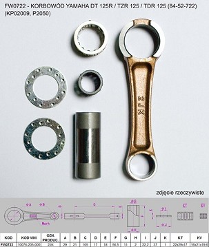 FLYWAY (PLATT) KLIPNJAČA YAMAHA DT 125 R / TZR 125 / TDR 125 (84-52-722) (KP02009, P2050) (DT125)