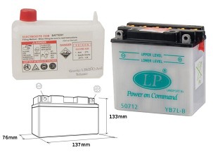 LANDPORT AKUMULATOR YB7L-B (MD LB7L-B) 12V 8AH 137X76X134 SA ODRŽAVANJEM - ELEKTROLIT ODVOJENO (6) UE2019/1148