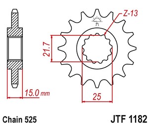 JT LANČANIK PREDNJA 2082 14 TRIUMPH TT/DAYTONA/SPEED FOUR 600 '00-05' DAYTONA 650 '05, (208214JT) (LANAC 525)