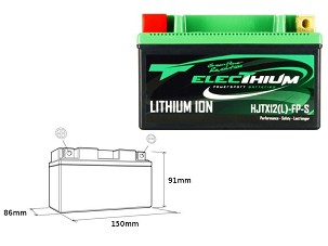 ELECTHIUM AKUMULATOR LITIJUM-JONSKI SA SA POKAZIVAČEM PUNJENJA HJTX12(L)-FP-S (150X86X91) (YTX12-BS, YT12A-BS, YB12B-B2) (TEŽINA 0,9KG)