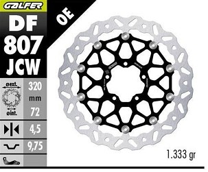 GALFER DISK KOČIONI PREDNJI DUCATI DIAVEL 1200 '11-; HYPERMOTARD 939/950 '13-; MONSTER 796/797/821/1200 '10-; MULTISTRADA 937/950/1200 '10-; X DIAVEL 1260 '19- (WAVE FLOATING) (320X72X4,5MM)