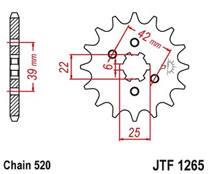 JT LANČANIK PREDNJA 265 13 HONDA XL 250S '78-'81, XL 250K '76-'77 (26513JT) (LANAC 520)