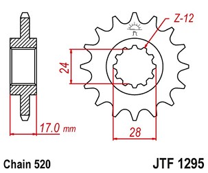 JT LANČANIK PREDNJA 295M 15 HONDA CBR 600 F2/F3 '91-98' (295M15JT) (LANAC 520) KONVERZIJA