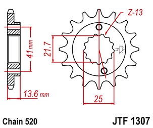 JT LANČANIK PREDNJA 2093 14 KAWASAKI ZX6R '03-'06 (2093M14JT) (LANAC 520)