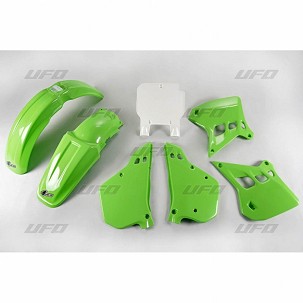 UFO KOMPLET PLASTIKE KAWASAKI KX 125 '90-'91, BOJA OEM (ZELENA/BELA) (KA196E999)