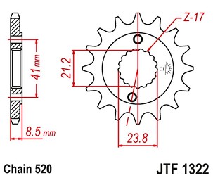 JT LANČANIK PREDNJA 2071 13 HONDA XR 400 '96-'05, TRX 400 (207113JT) (LANAC 520)