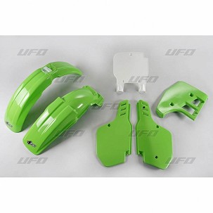 UFO KOMPLET PLASTIKE KAWASAKI KX 125 '89, BOJA OEM (ZELENA/BELA) (KA197E999)