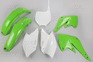 UFO KOMPLET PLASTIKE KAWASAKI KXF 250 '04-'05 BOJA OEM (ZELENA/BELA) (KA203E999)