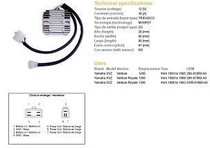 DZE REGULATOR NAPONA YAMAHA XVZ 1200 VENTURE '83-'85; XVZ 1300 VENTURE ROYALE '86-'93 (26H-81960-A0; 2WR-81960-A0)