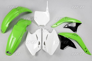 UFO KOMPLET PLASTIKE KAWASAKI KXF 450 '06-'08, BOJA OEM (ZELENA/BELA) (KA209E999)