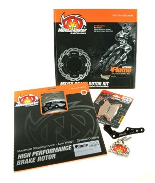 MOTO-MASTER SET KOČIONI (DISK, PLOČICE, ADAPTER) GAS GAS EC/ECF 250/300/350 '21-, EX/EXF 250/300/450, MC/MCF 125/250/350/450 '23-, HUSQVARNA FE 250/350/450/501 '22, FX 350/450 '23-, TE 150I/250I '23-, BRAKTEC ZACISK