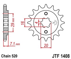 JT LANČANIK PREDNJA 422 15 SUZUKI RV200 VAN VAN '15-19',TSR200 (TS) '90-92' (42215JT) (LANAC 520)