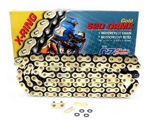 CZ LANAC POGONSKI 520 ORMX (108 KARIKA) ACTIVE RING (X-RING) ZLATNA ZA 600 CCM (ENDURO) (34,5 KN) + SPOJNICA