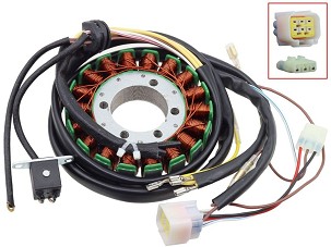 BRONCO NAMOTAJ ALTERNATORA STATOR POLARIS HAWKEYE 400 HO '12-'14, SPORTSMAN 450 '06-'07, SCRAMLER / SCRAMBLER 500 '04-'12 (OEM: 3089249, 3089546, 3089965)