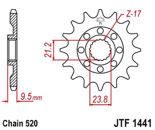 JT LANČANIK PREDNJA 2133 15 SUZUKI RMZ 450 '05-'12 (213315JT) (LANAC 520)