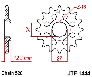 JT LANČANIK PREDNJA 2310 15 SUZUKI GSXR 1000 '17-20' (231015JT) (LANAC 520) KONVERZIJA