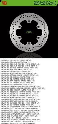 NG DISK KOČIONI PREDNJI/ZADNJI YAMAHA XJ 600/900, XJR1300, MT01, XV 750/1100 (267X132X4) (6x8,25mm)