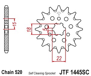 JT LANČANIK PREDNJA 423 13 KAWASAKI KX 125 '94-'07 SAMOČISTEĆI (42313JT) (LANAC 520)