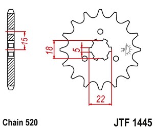 JT LANČANIK PREDNJA 423 14 KAWASAKI KX 125 '94-'07 (42314JT) (LANAC 520)