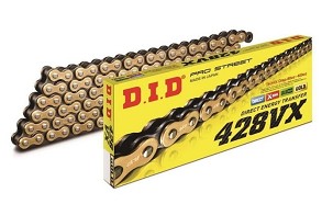 DID LANAC POGONSKI 428VXGB-122 (122 KARIKA) O-RING ZLATNA (OTVOREN + ZAKIVAK)