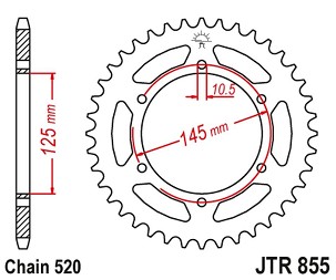 JT LANČANIK ZADNJA 866 46 YAMAHA XTZ 750 89-98 (3LD) (86645JTZBK) (LANAC 520) BOJA CRNA