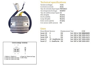 DZE REGULATOR NAPONA SUZUKI GS 550E/L '83-'86; GSX 550E '85-'87; LT 250EF QUADRUNNER '85-'87; LT 300E QUADRUNNER '87-89 (ESR110) (32800-43410)