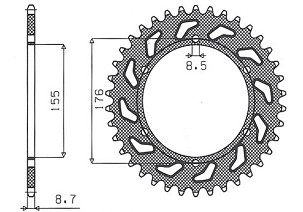 SUNSTAR LANČANIK ZADNJA 4392 44 TRIUMPH 900/955/1000, TRIUMPH DAYTONA T595 955 '97-'99 (JTR2011.44) (LANAC 530) (439244JT)