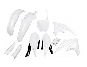 UFO KOMPLET PLASTIKE (FULL KIT) SA ŠTITNICIMA TELESKOPA (AMORTIZERA) YAMAHA YZF 250 '19-'23, YZF 450 '18-'22 BOJA BELA