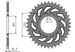 SUNSTAR LANČANIK ZADNJA 501 33 KAWASAKI SA 750C '80-87, GPZ 1100 '81-85, GPZ 750 '83-89, GPZ 750 TURBO '82-87 (LANAC 630)