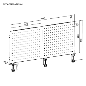 BIKETEC ORGANIZER NA BIURKO WARKOM.ATOWE SET 1040x62x575mm MONTAŽA NA ZACISK ČELIK FARBANA PROSZKOWO BOJA CRNA