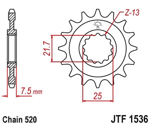 JT LANČANIK PREDNJA 585 14 KAWASAKI ZX-6R/RR '07-17, YAMAHA XTZ 750 '90-'98 (JTF1536.14)* (LANAC 520)