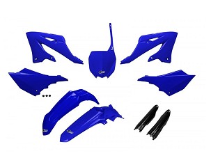 UFO KOMPLET PLASTIKE (FULL KIT) SA ŠTITNICIMA TELESKOPA (AMORTIZERA) YAMAHA YZ 125 / 250 '22-'26 BOJA OEM PLAVA CRNA