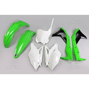 UFO KOMPLET PLASTIKE KAWASAKI KXF 250 '18-'20 BOJA OEM '18 (BELA/ZELENA) (KA225E999)
