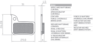 BRENTA BIKE PLOČICE KOČIONE BICIKLISTIČKE ORGANIC MTB / SZOSA POLUMETALNE ZA SRAM HRD, ETAP HRD, LEVEL ULTIMATE, LEVEL TLM (ZA WSZYSTKICH VRSTAOW TARCZ) BR126 (PO NARUDŽBINI)
