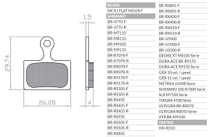 BRENTA BIKE PLOČICE KOČIONE BICIKLISTIČKE ORGANIC MTB / SZOSA POLUMETALNE ZA SHIMANO DURA ACE BR-R9170, ULTEGRA BR-R8070, XTR BR-M9100, BR-RS805, BR-RS505, BR-RS405, BR-RS305, TEKTRO HD-R310 BR128