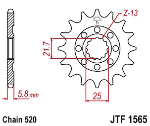 JT LANČANIK PREDNJA 2141 12 KAWASAKI KXF 450 '06-20' KLX 450 '08-20' (214112JT) (LANAC 520)